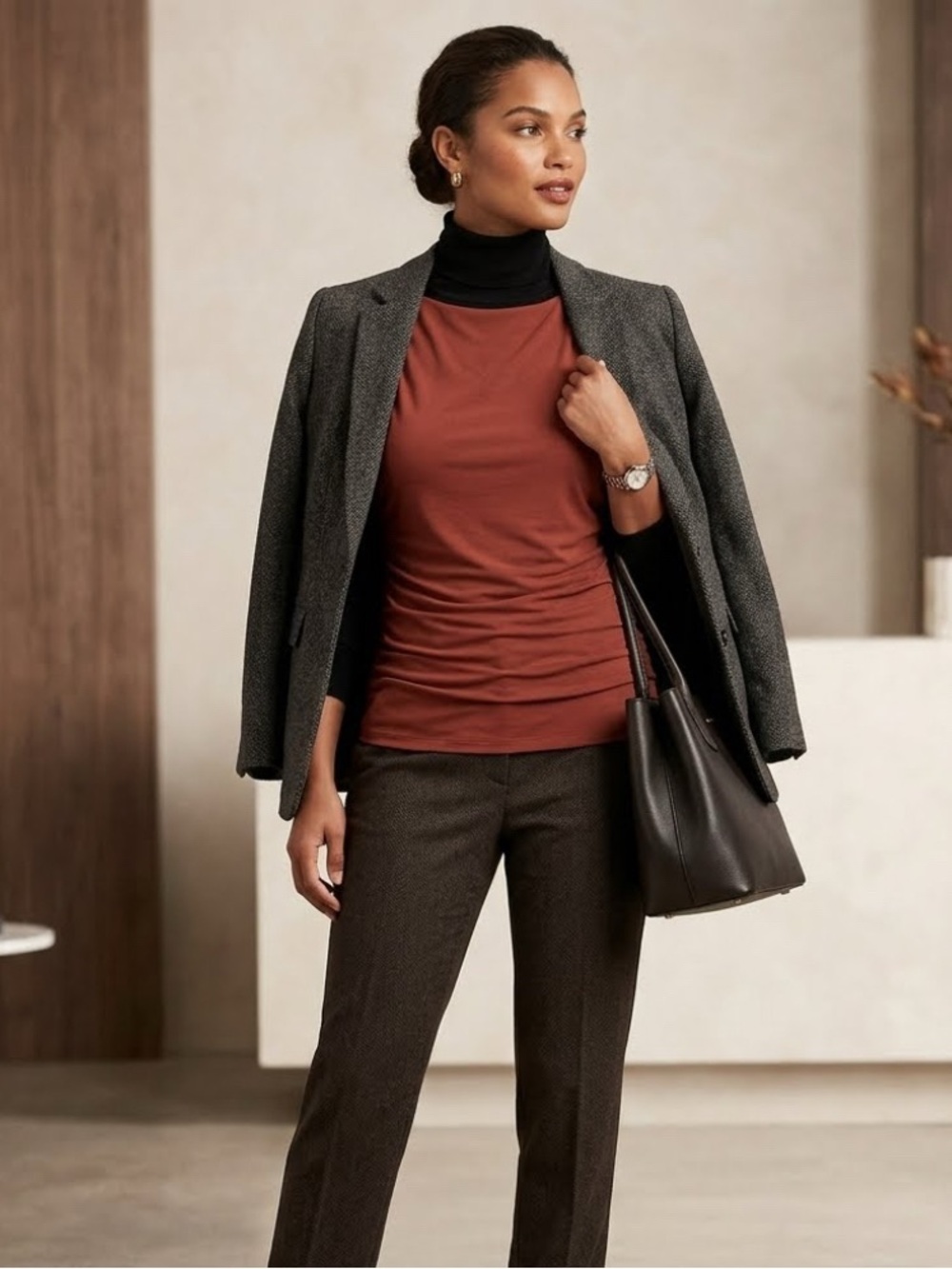 VINTAGE! The Limited Women's Rust Tunic Shirt Business Corporate Fall